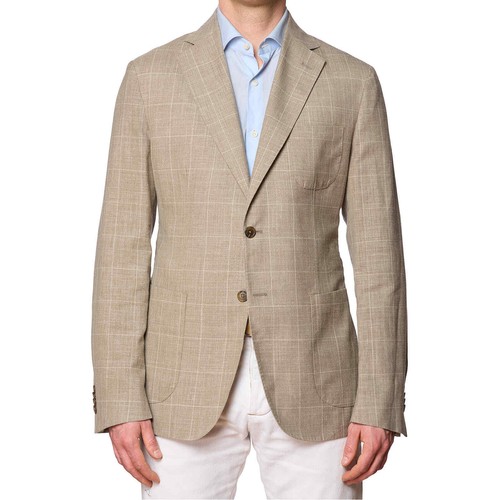 Pre-owned Sartoria Partenopea For Drinkwater's Gray Windowpane Linen Jacket Current M