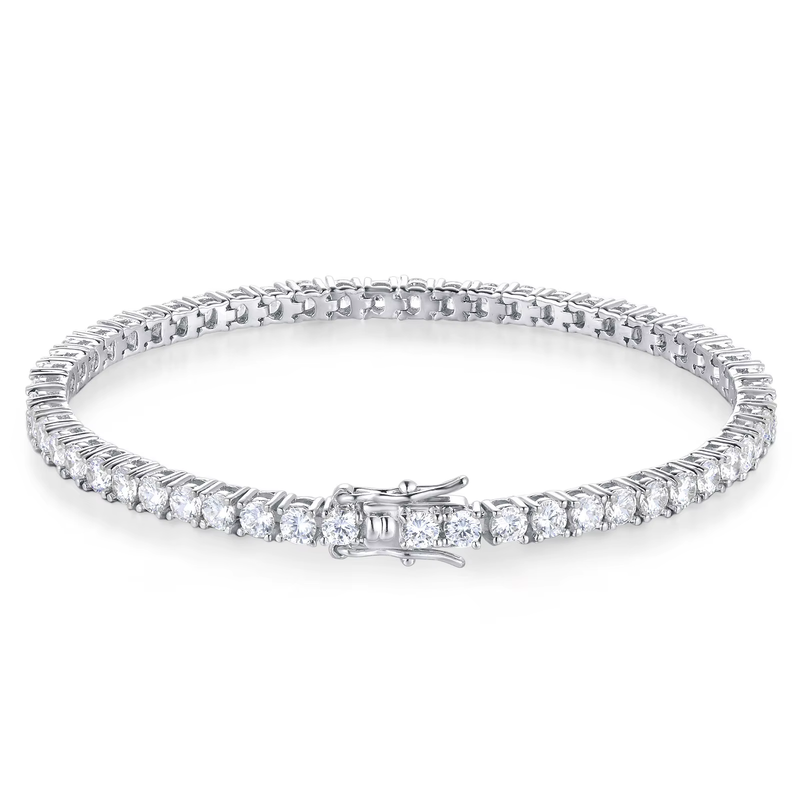 VVS1 Moissanite Tennis Bracelet 925 Sterling Silver Single Row with GRA