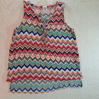Juniors Self Esteem Boho Top Sz XL Sleeveless Lace Up Front 