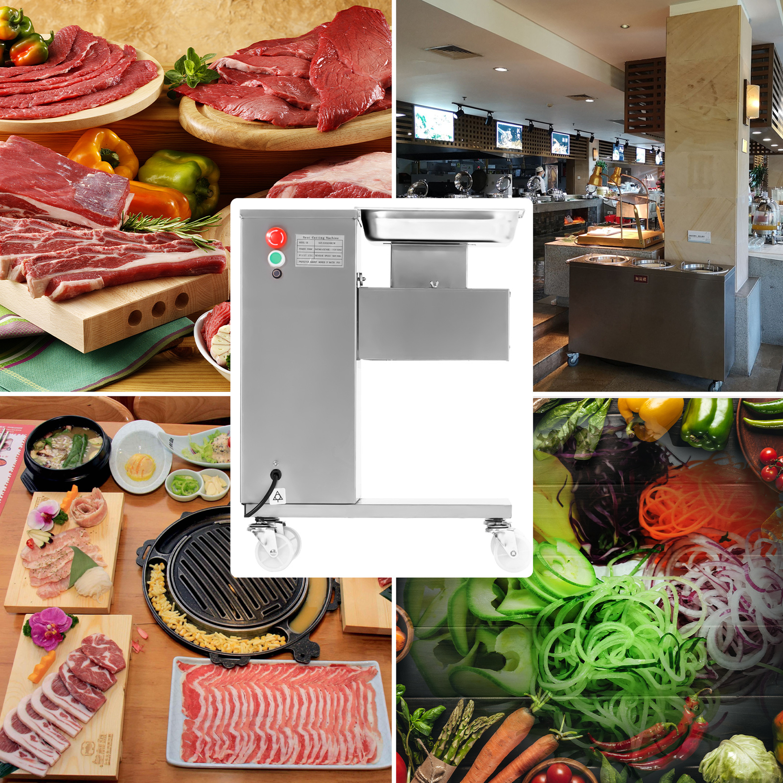 QE-500KG Output Meat Cutting Machine 110V Meat Cutter Slicer Stainless Steel