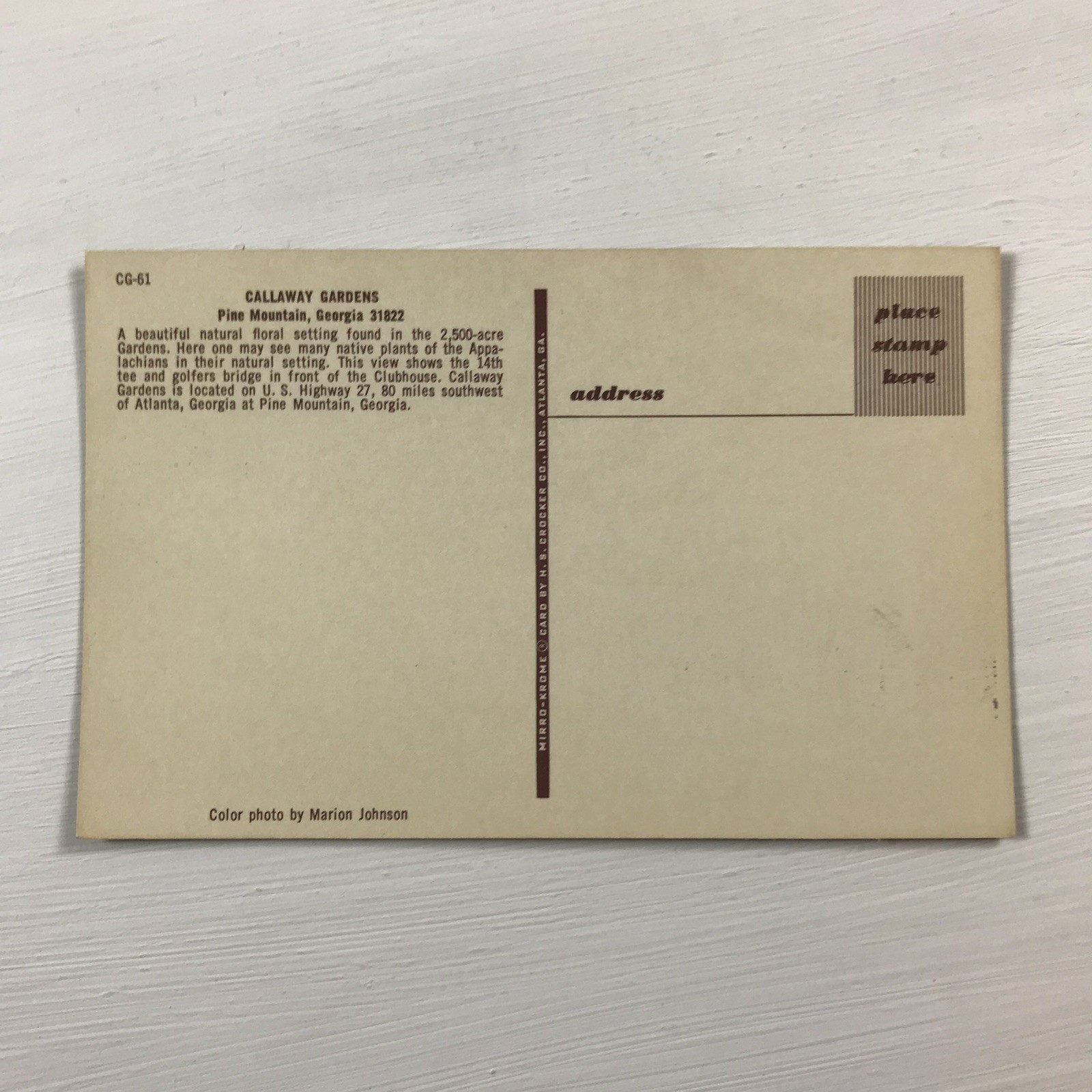 Callaway Gardens Pine Mountain Georgia GA Lake Flowers Boat Vintage Postcard