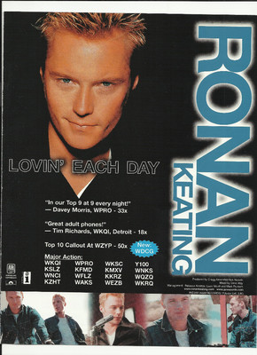 Boyzone RONAN KEATING Lovin Each day TRADE AD POSTER for Destination 2001 CD 