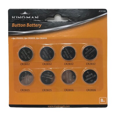 CR2032 CR2025 CR2016 Button Cell Remote Batteries Assorted Watch Battery 8pcs
