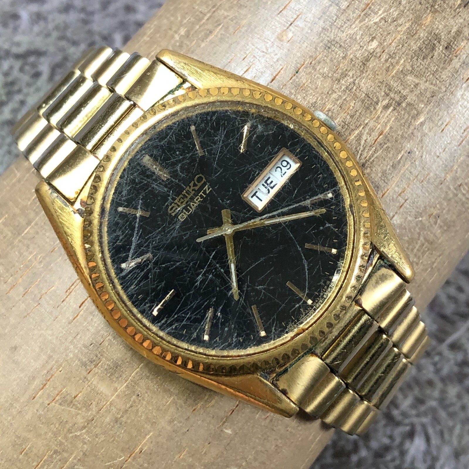 Vtg Seiko President Men 7N43-8111 Fluted Two Tone Jubilee