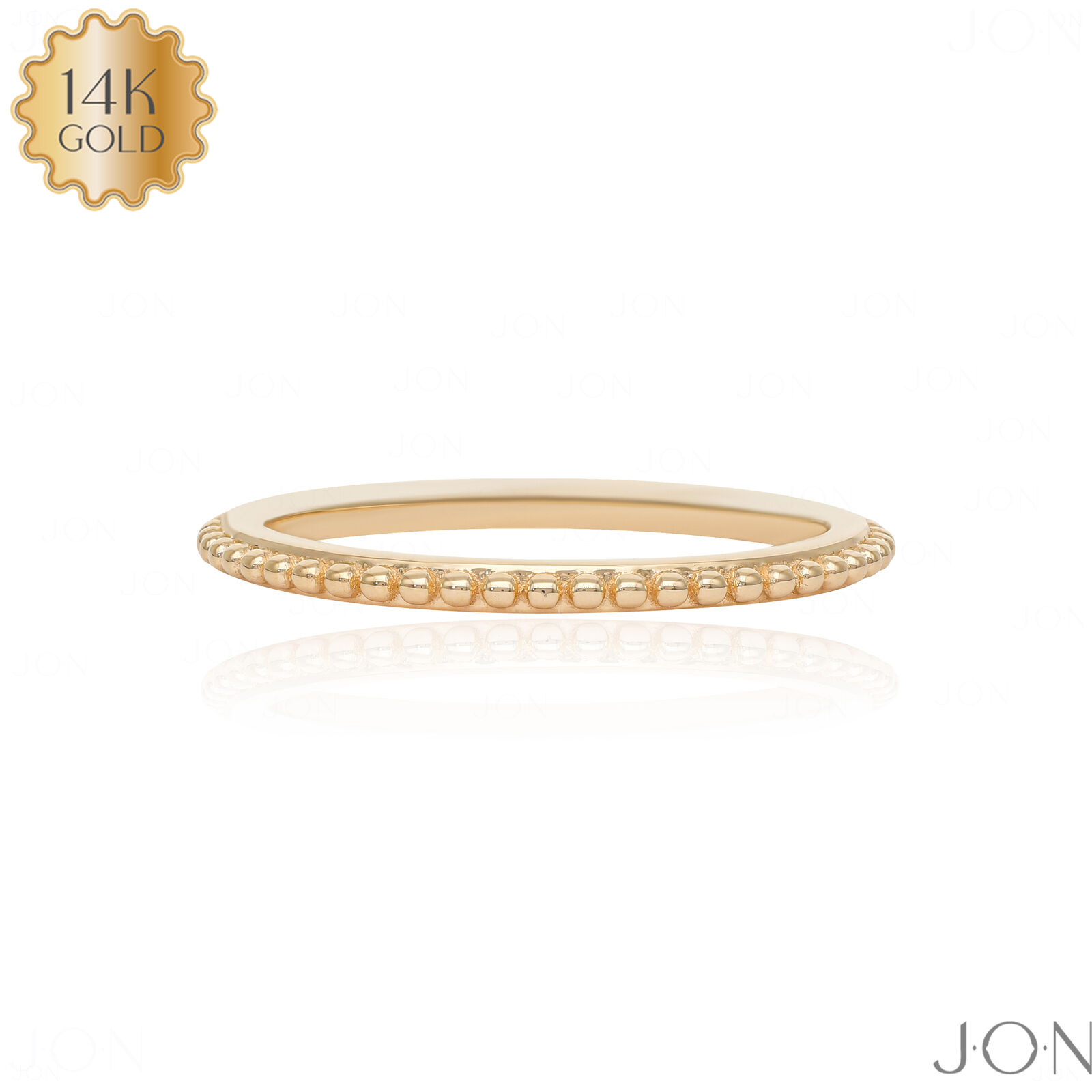 14k Solid Gold -  Size-3 to 8 US Beaded Stackable Wedding Band Ring Jewelry