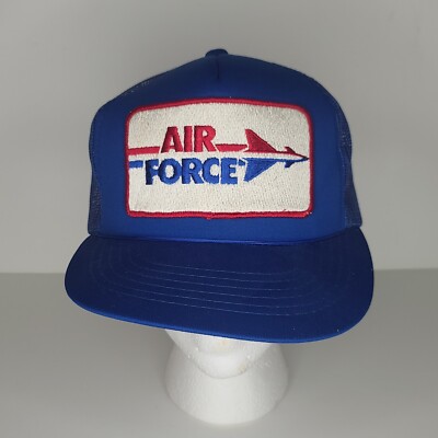 Vintage Air Force Trucker Hat Cap Blue Snap Back Mens Adjustable 80s 90s