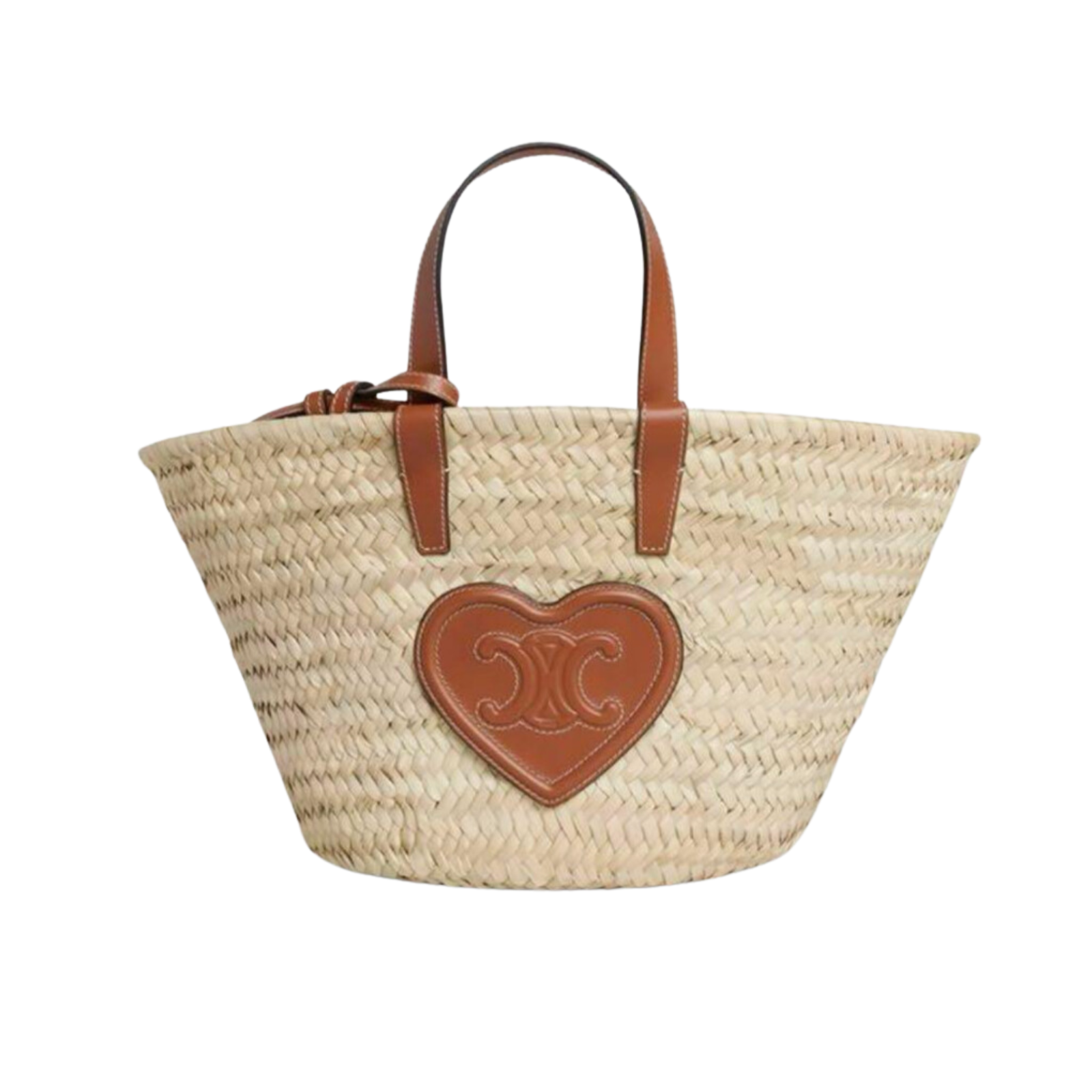 CELINE teen triomphe basket tote raffia calfskin Heart Patch