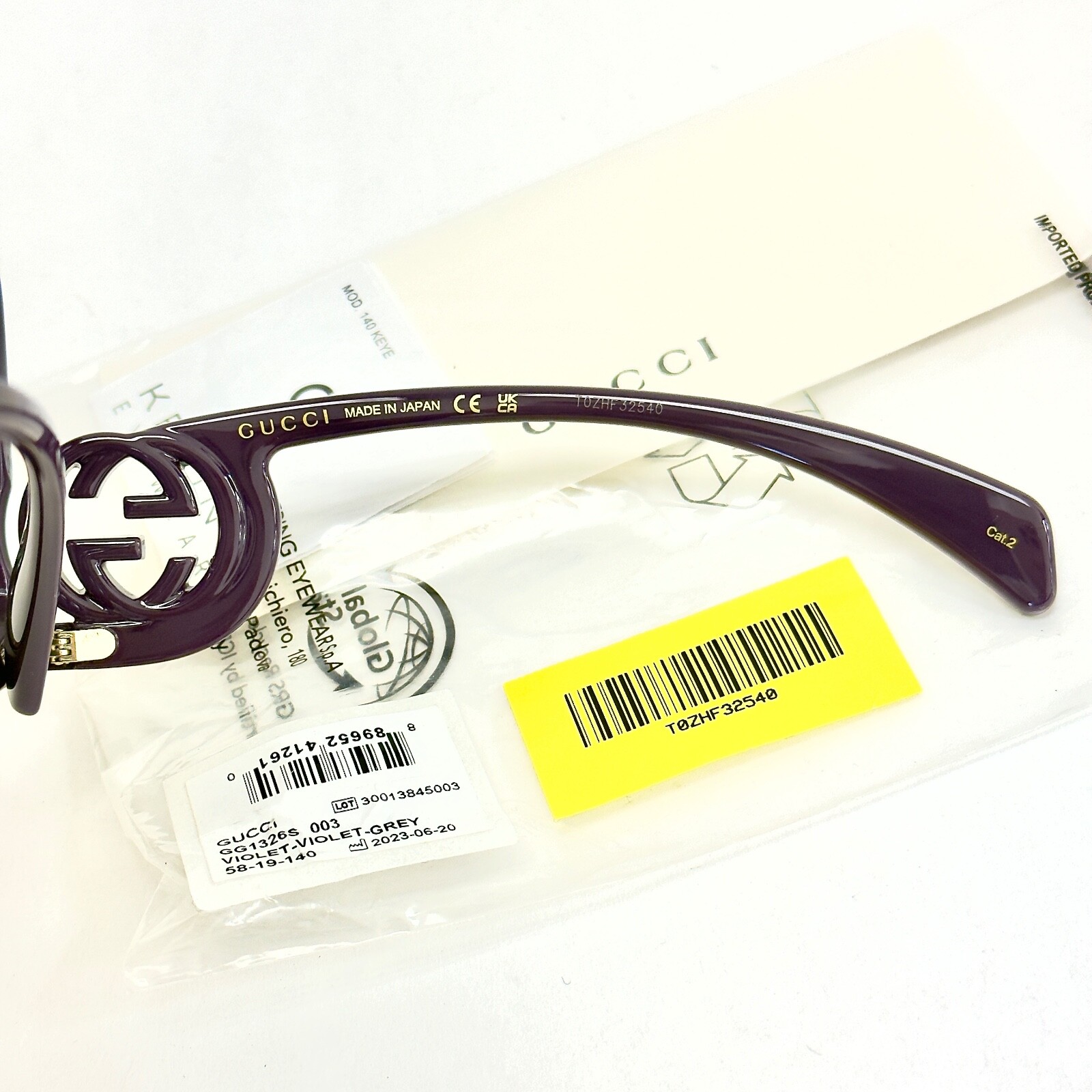 Pre-owned Gucci 1326 Violet Purple Gg Logo 003 Fashion Oversized Runway Sunglasses Gg1326s In Gray