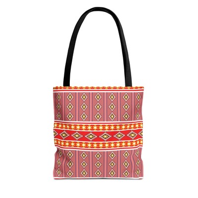 Orange Ethnic Geometric Pattern Tote Bag (AOP) 13*13 inches