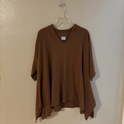 Oh my gauze Shirt Womens Size 1 Brown Long Sleeve Oversized