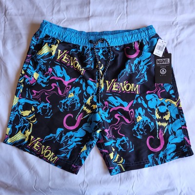 Neff x Marvel Comics Venom Print Medium Swim Trunks Blue Black Board Shorts NWT