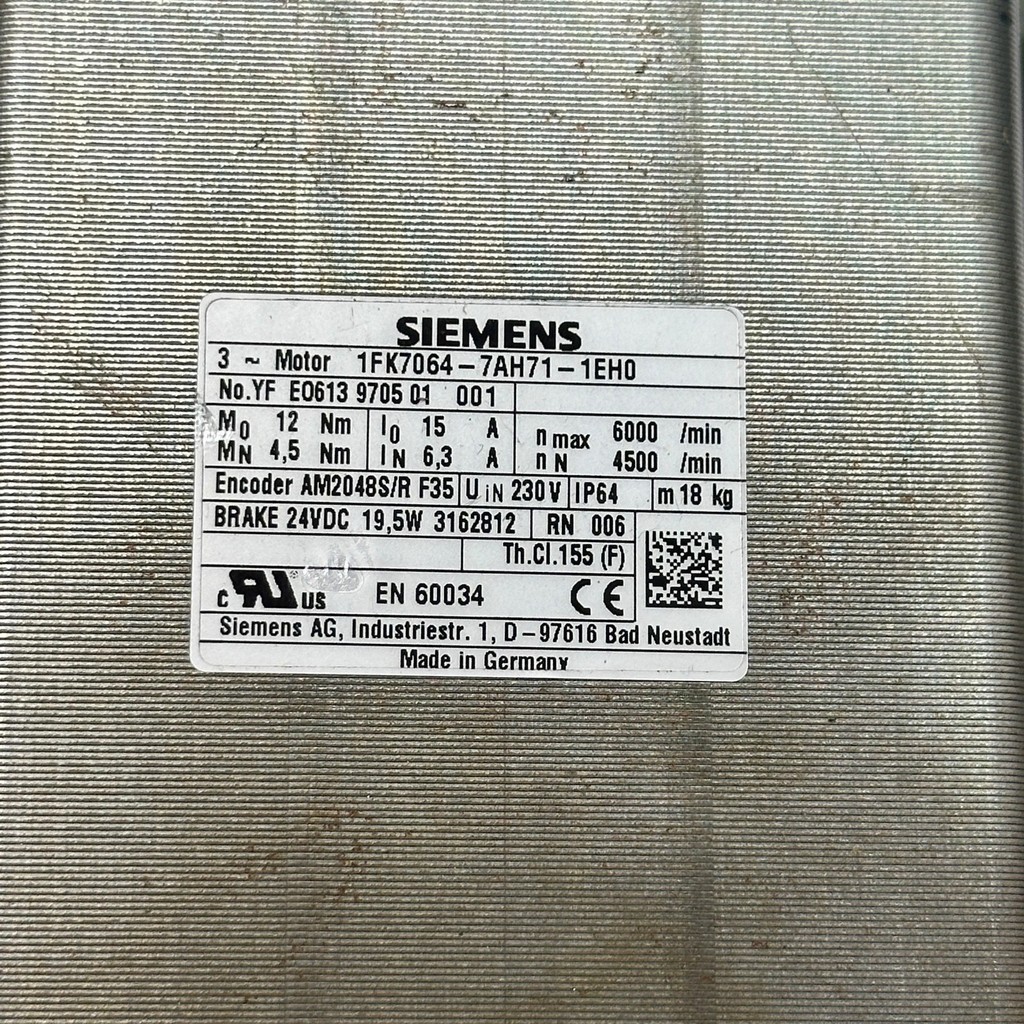 SIEMENS 1FK7064-7AH71-1EH0 Simotics Servo Motor — 3