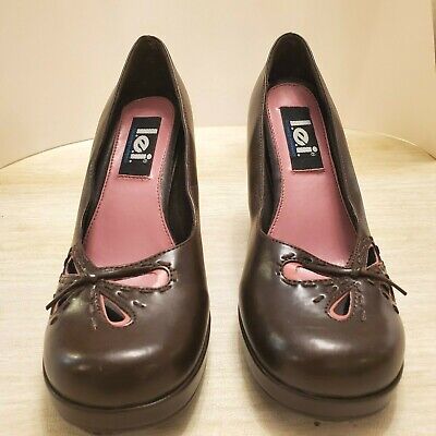 L.E.I. 90's Chunky 3 1/2 Inch Heeled Shoes Size 9 Brown