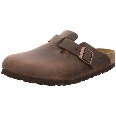 Pre-owned Birkenstock Boston Clogs Slip On Leather Oiled Mules Slippers Habana Narrow