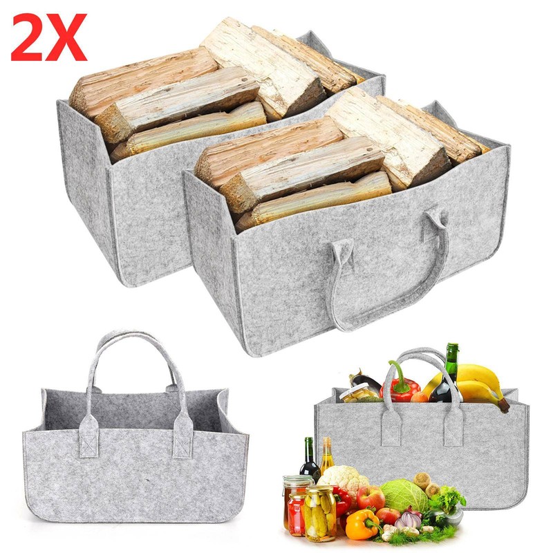 2STK Filztasche Tasche Kaminholztasche Filzkorb Kaminholztasche Kaminholzkorb DE