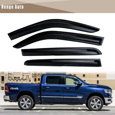 Window Visor Sun Rain Guard For Dodge Ram 1500 2019-2022 Crew Cab Only 4 Piece