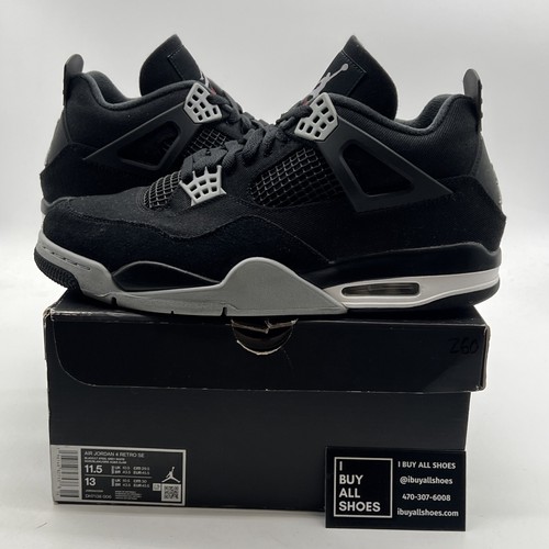 今年人気 Air Jordan 4 SE Black and Light Steel Air Jordan 4 Retro Black and Light Steel on foot review
