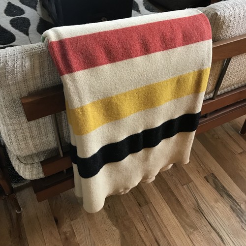 Vintage Wool Hudson Bay Blanket Stripes 84