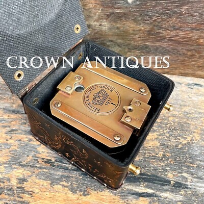 Remarkable Brass 1917Brunton Antique Kelvin & Hughes Compass With Case