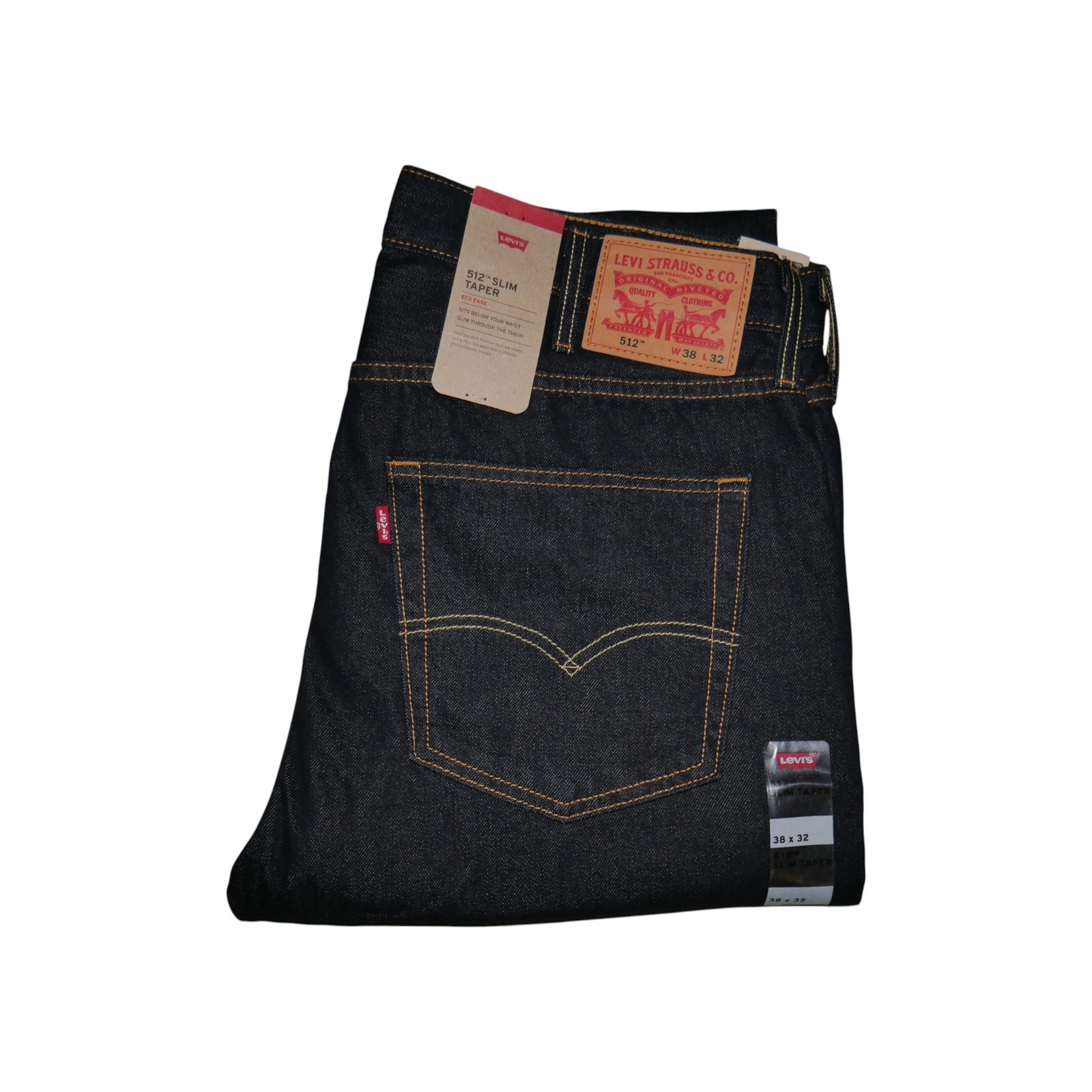 Levis 512 Men's Size 38x32 Super Dark Rinse Jeans Denim Slim Taper Fit NWT