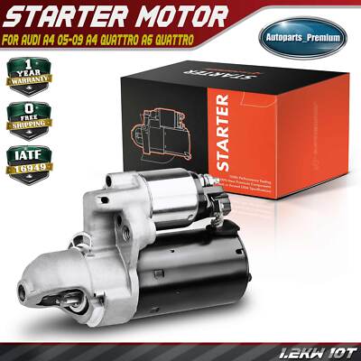 Starter Motor for Audi A4 A4 Quattro A6 A6 Quattro V6 3.0L 3.2L 1.2 KW CW 10T