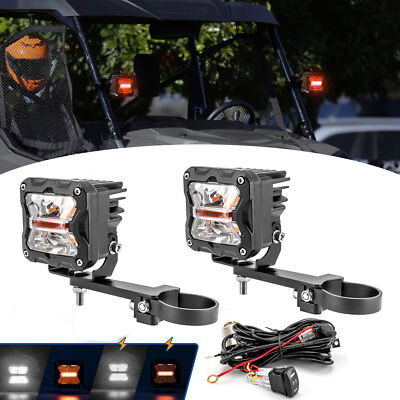 40W 3'' Strobe Light Pods Mount DT Wire Kit For CF-MOTO ZFORCE 1.75'' Round Cage