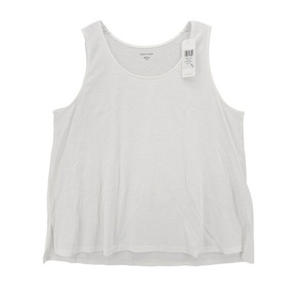 NEW EILEEN FISHER 100% Organic Cotton Scoop Neck Tank Top WHITE Size XL