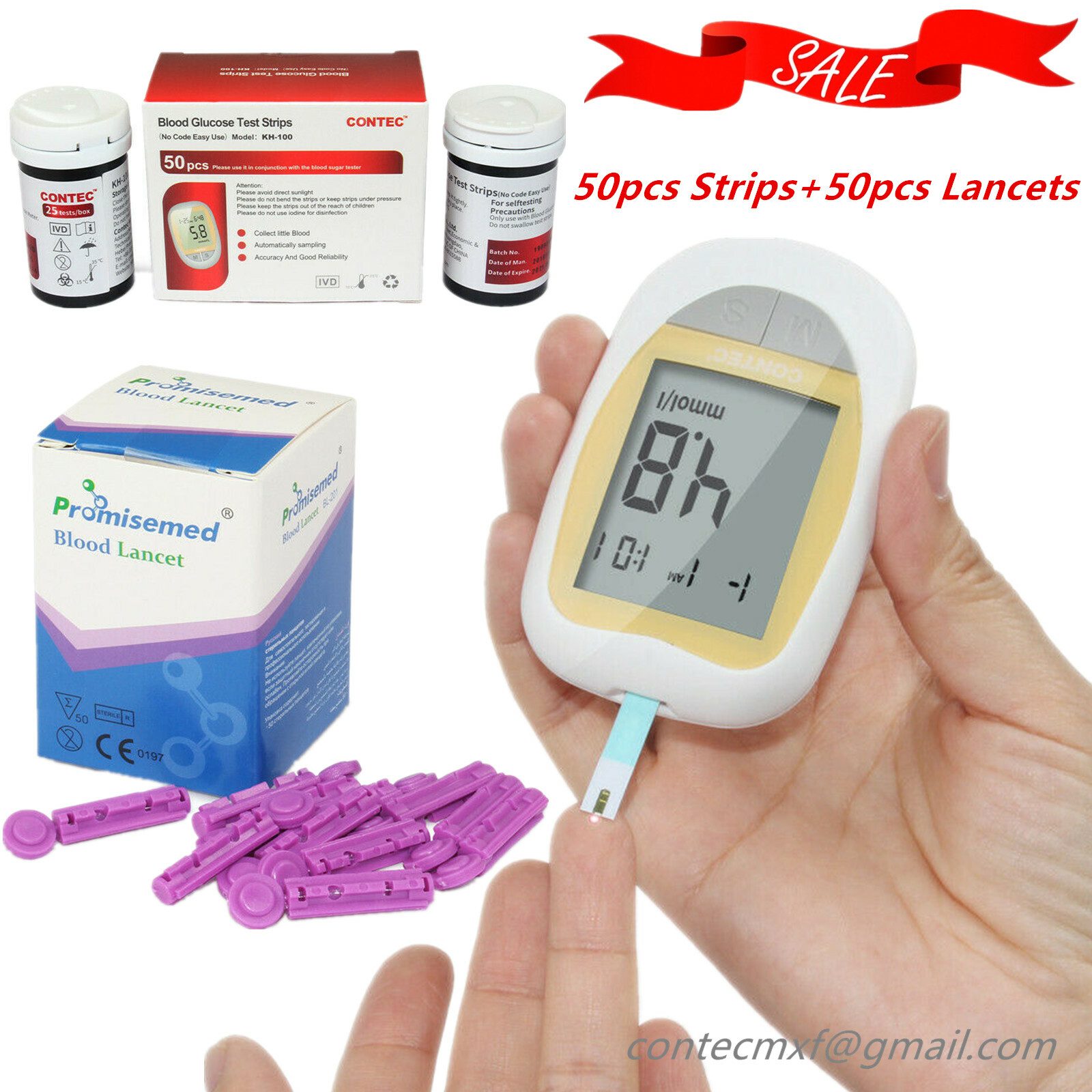 Blood Glucose Meter 50PCS Lancet 50pcs Test Strips Glucose Sugar