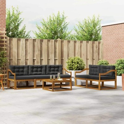 Outdoor Sofa Set with Cushion 6 pcs Natural and Anthracite