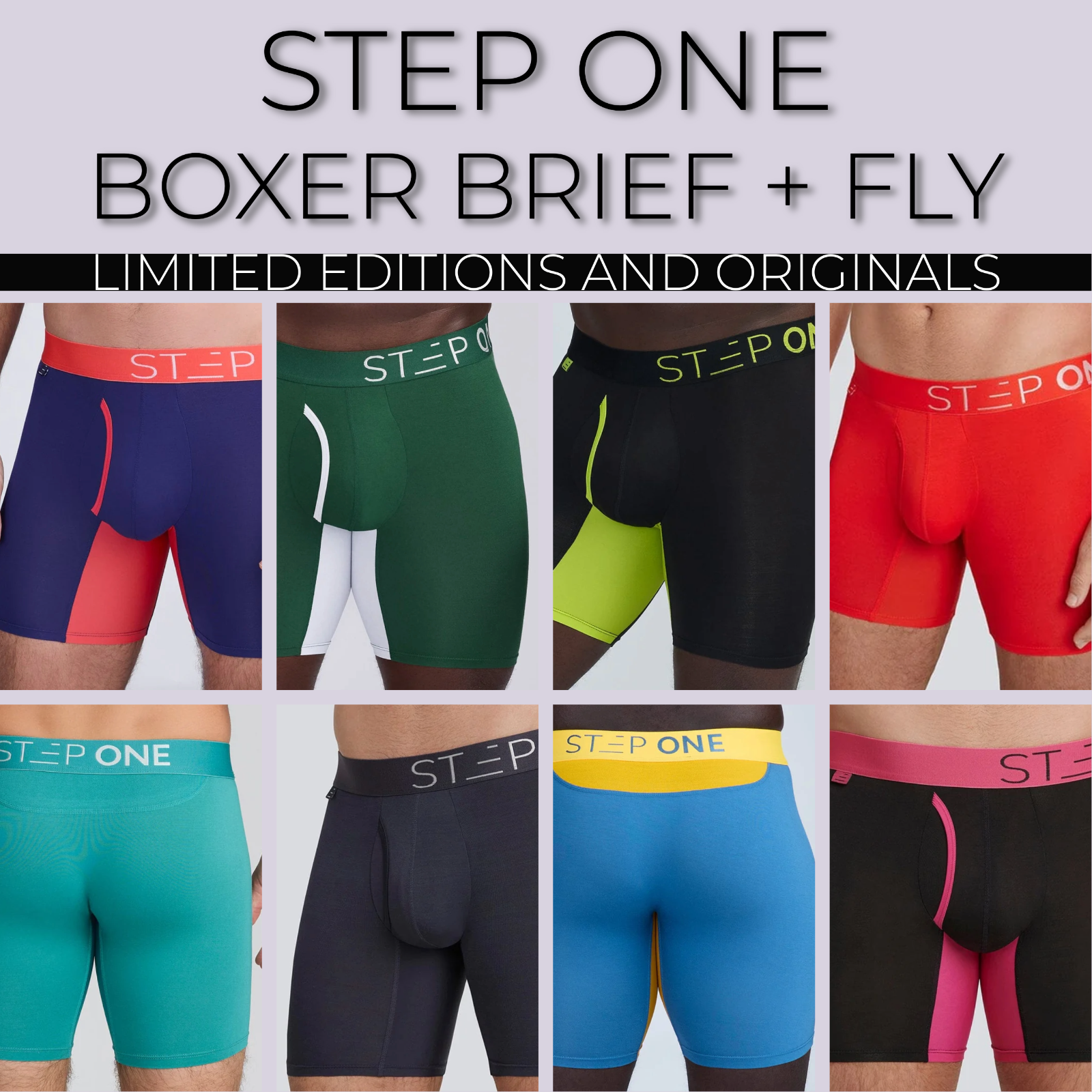 STEP ONE New Mens Boxer Briefs Fly Bamboo Underwear Various Colours and Styles eBay