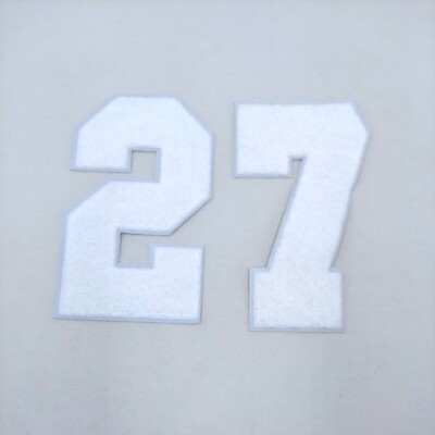 Large 8 Inch Chenille Numbers with White Background: Pick Your # / Color