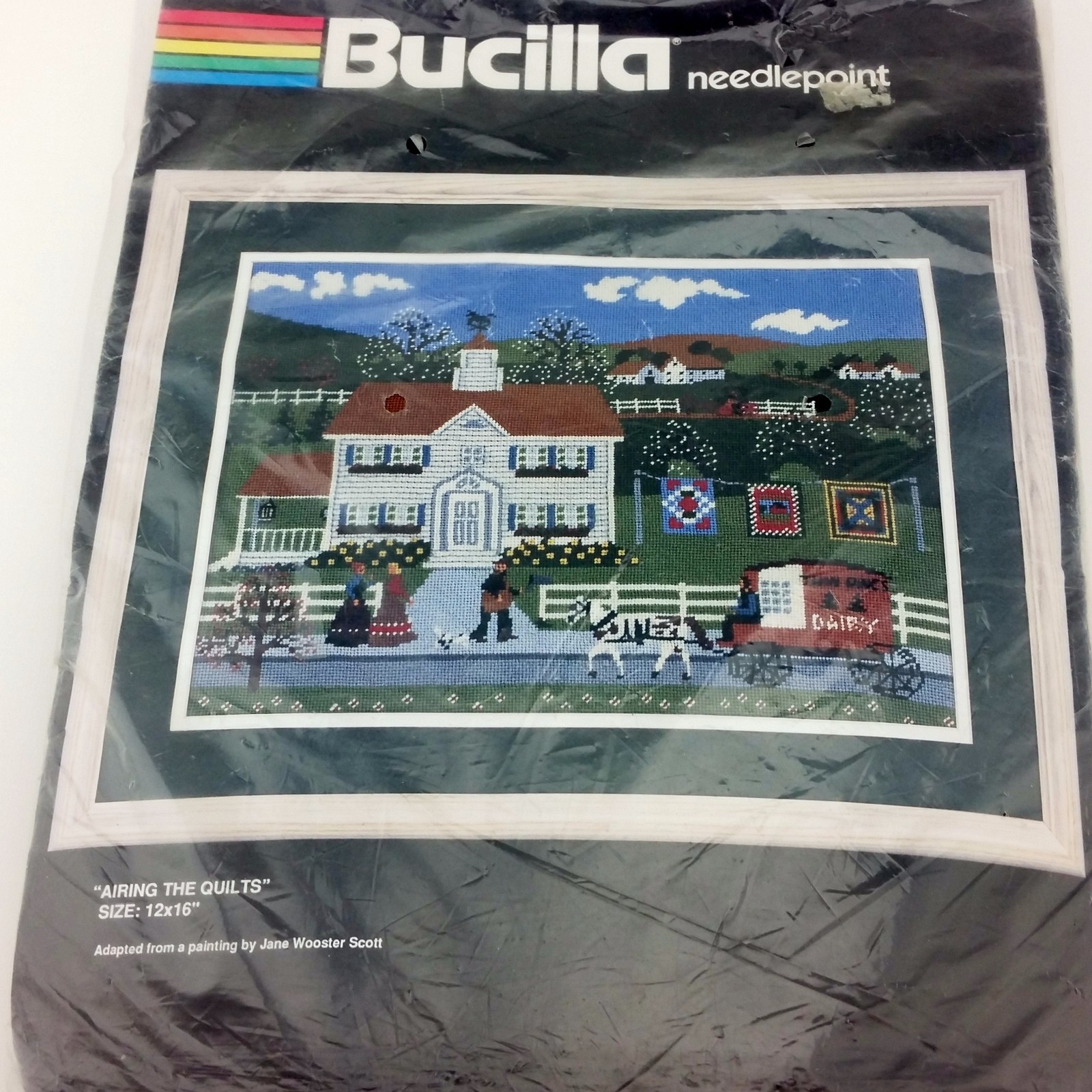 Bucilla Needlepoint Kit Airing the Quilts Jane Wooster Scott 4611 Unused Sealed