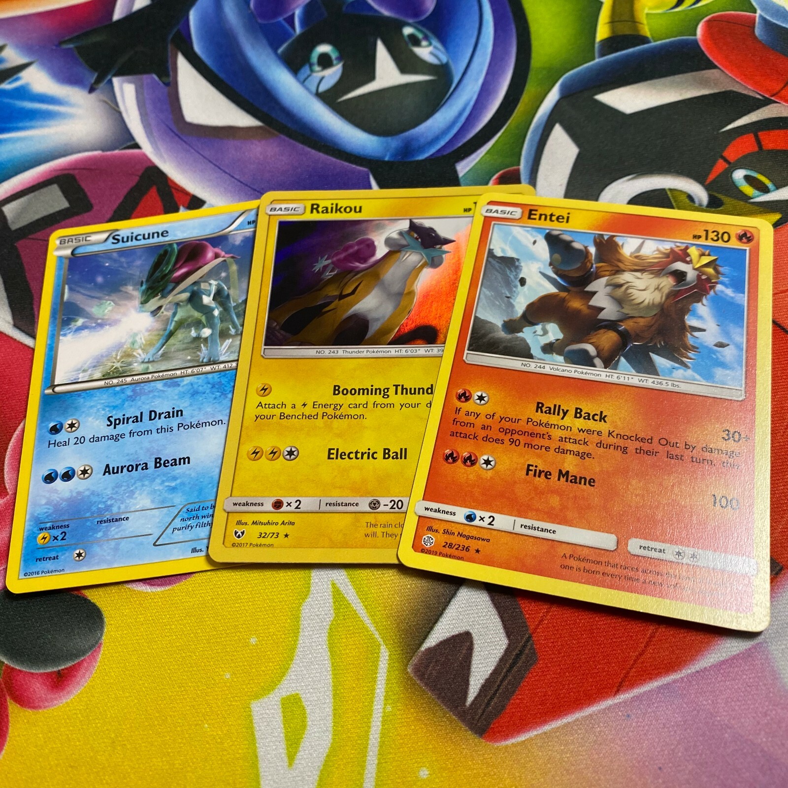 POKEMON TCG! SUICUNE ENTEI RAIKOU LEGENDARY DOG 3 CARD SET