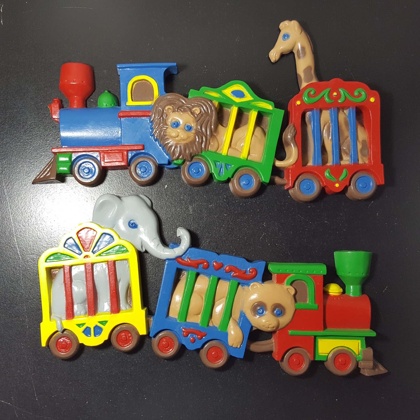 Vintage Set of 2 Burwood Products Circus Train Wall Plaque Nursery Child's Room