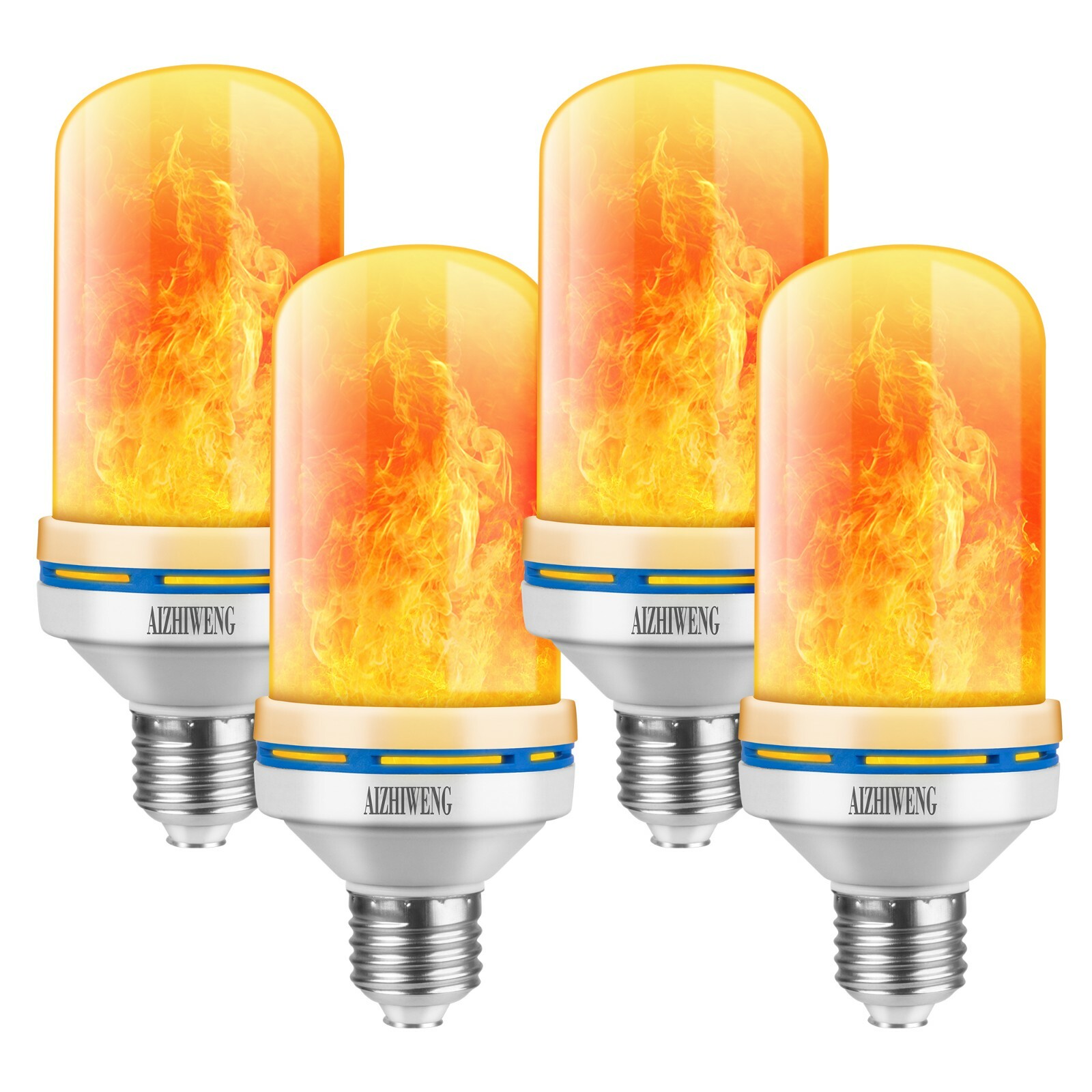 Led Flame Light Bulb, 4 Pack E26 Flickering Light Bulbs Flame Light Bulbs 4 Mode