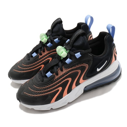 Nike Wmns Air Max 270 React ENG Черная оранжевая женская повседневная обувь CW8605-001