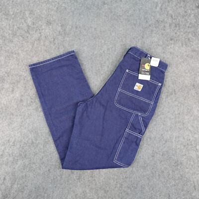 Carhartt Jeans Mens 32x32 Blue FR Loose Carpenter Pants Flame Resistant 290-83