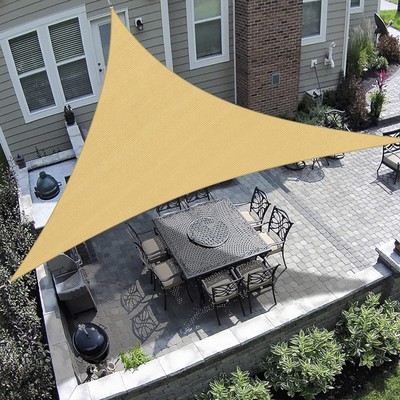 Triangle Sun Shade Sails for Patios 12 x 12 x 12 ft Sun UV Blocking Outdoor C...