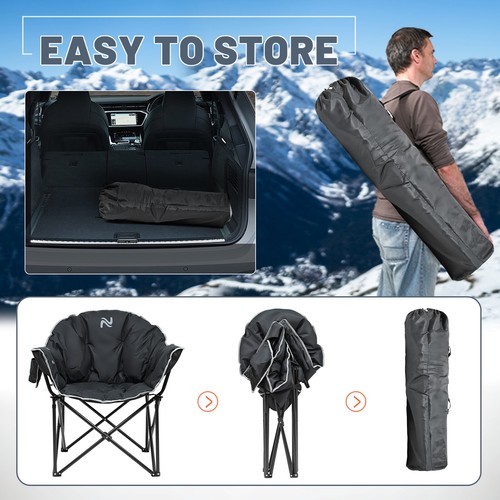 NAIZEA Oversized Camping Chair, Portable Folding Chairs Lounge with Side Pocket