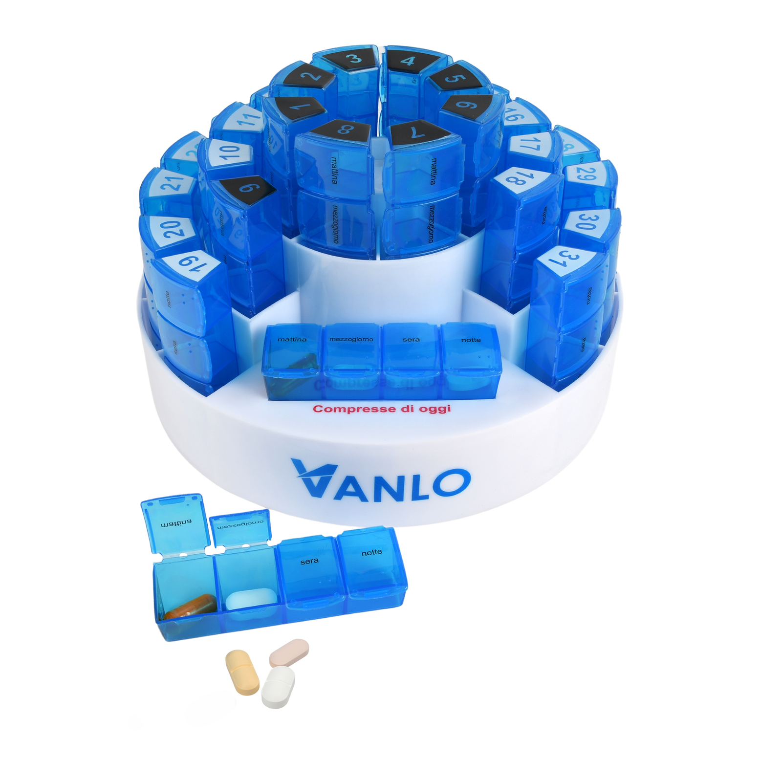 Pilulier Hebdomadaire VANLO - 4 Compartiments Par Jour, Inscriptions En Espagnol - Neuf