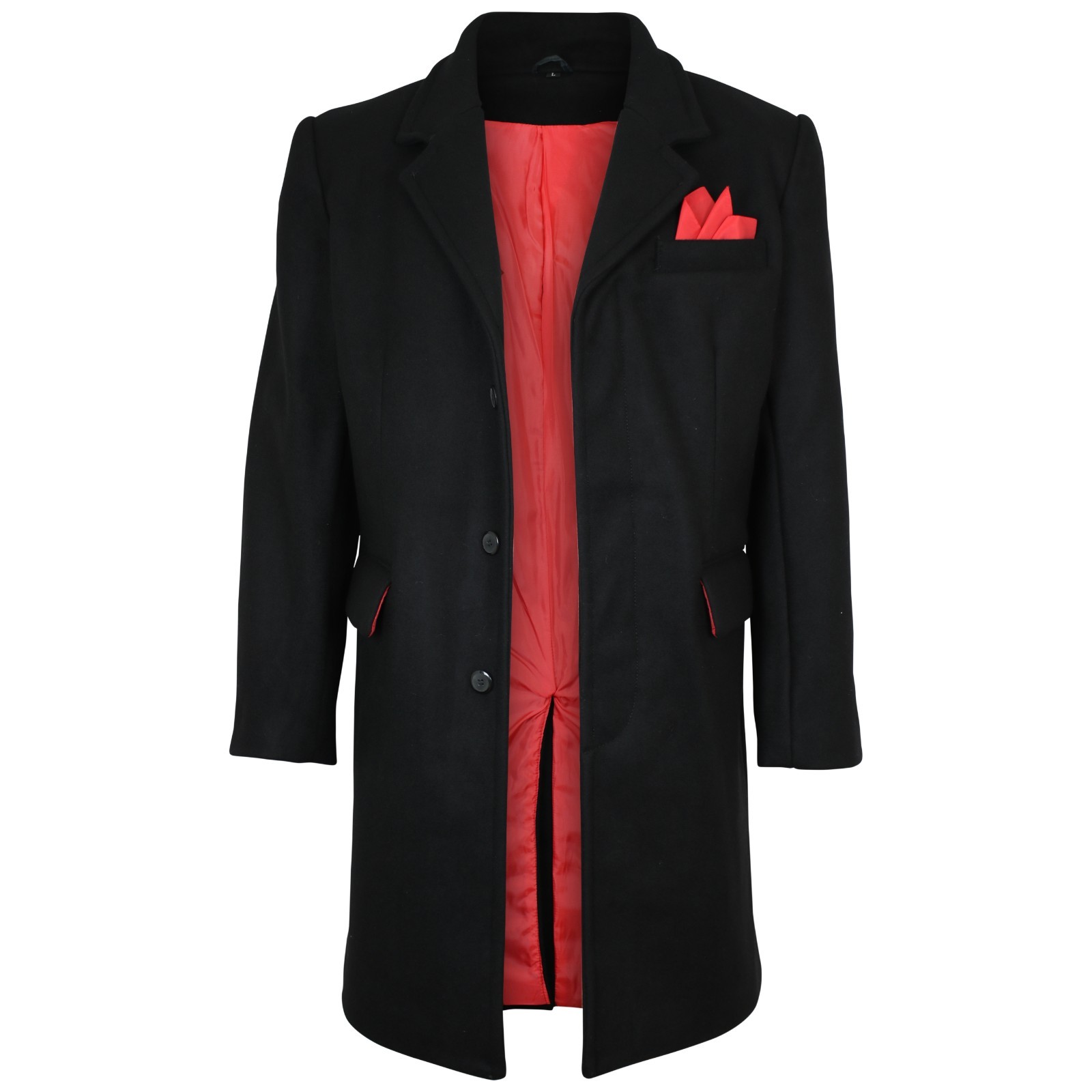 Pre-owned Relco Mens Mod Coat Overcoat With Red Lining 80% Wool Original