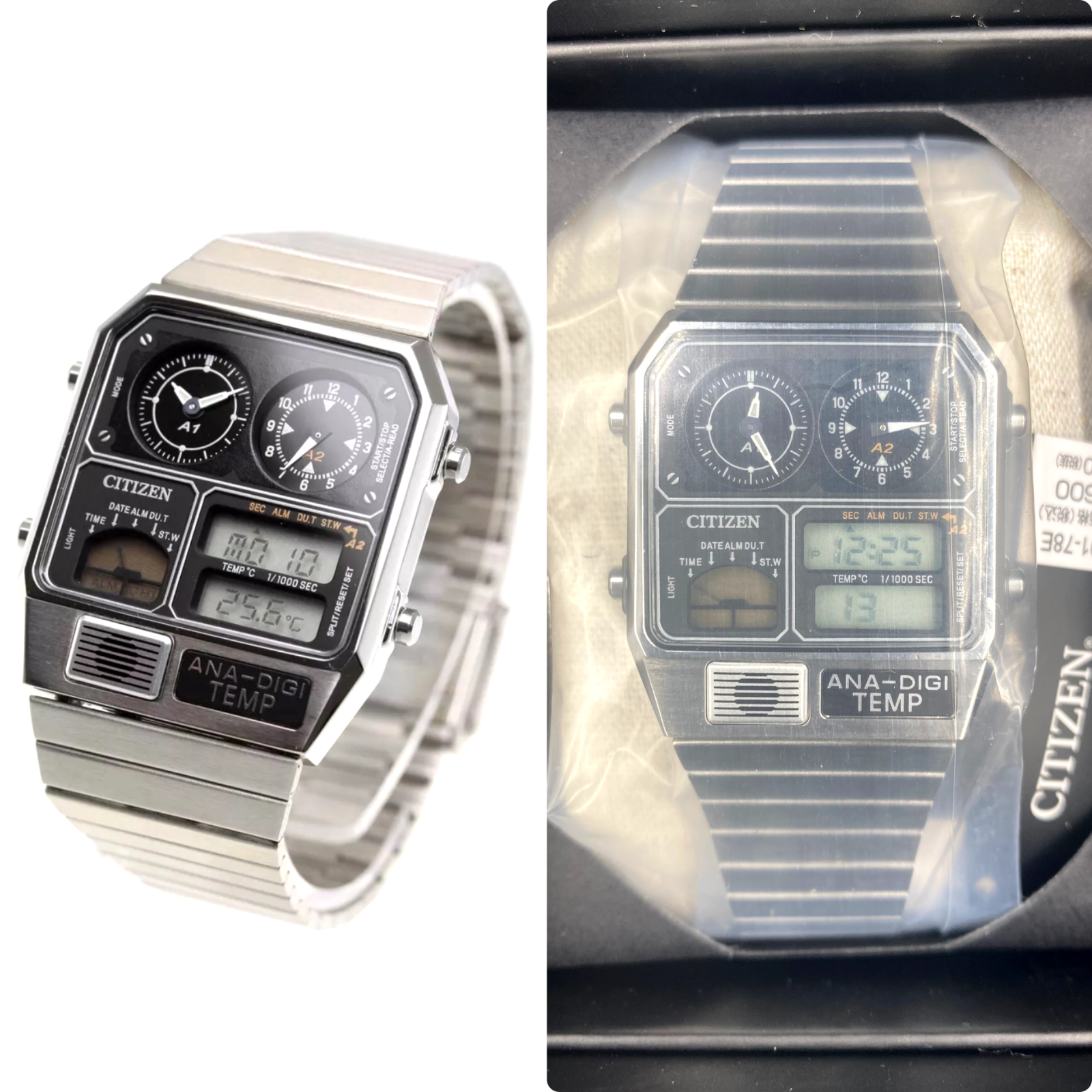 CITIZEN ANA-DIGI TEMP JG2101-78E Silver Analog Digital For