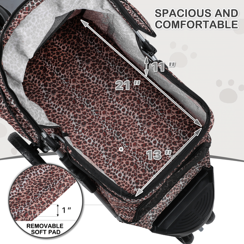 Portable Pet Dog Stroller Foldable 3 Wheels Puppy Travel Carrier Cart+Cup Holder