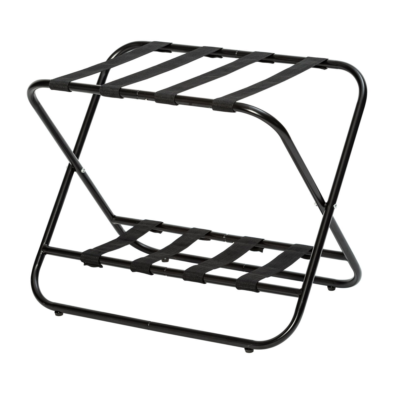 2-Tier Luggage Rack X-Frame Collapsible Sturdy Steel Nylon Under Bed Closets New