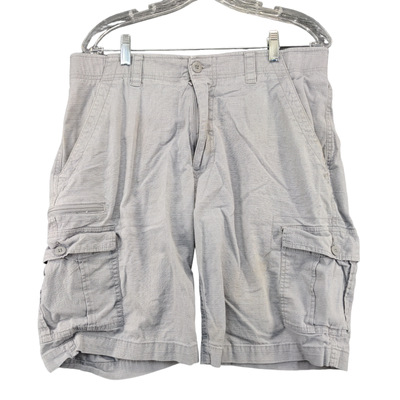 Wear First Mens Cargo Shorts Gray Size 34 Cotton Pockets Belt
