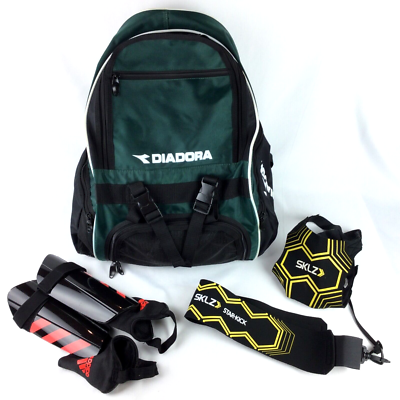 SOCCER GEAR LOT Diadora Backpack Bag Shinguards LG Sklz Star Kick Trainer READ