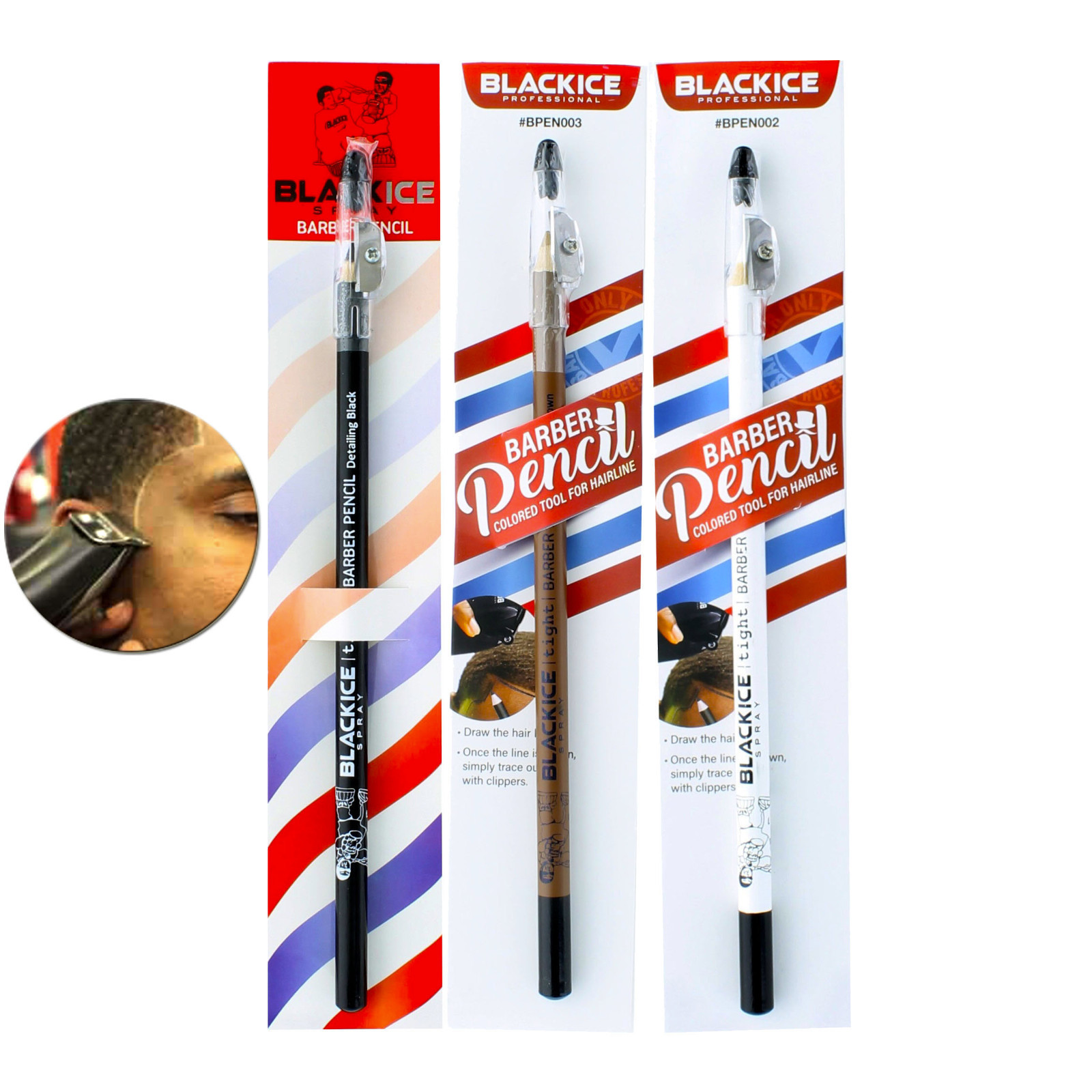 Barber Pencil Edge Hairline Razor Trace  Black / Brown / White
