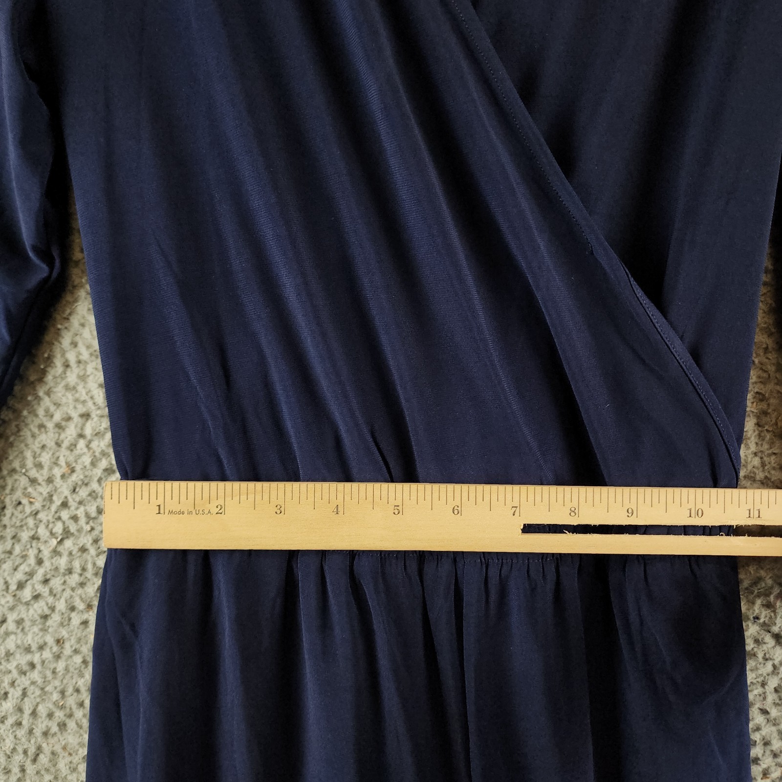 NY Collection Petite 3/4 Sleeve Belted Jumpsuit Women's PL Navy Blue Solid - Picture 11 of 18