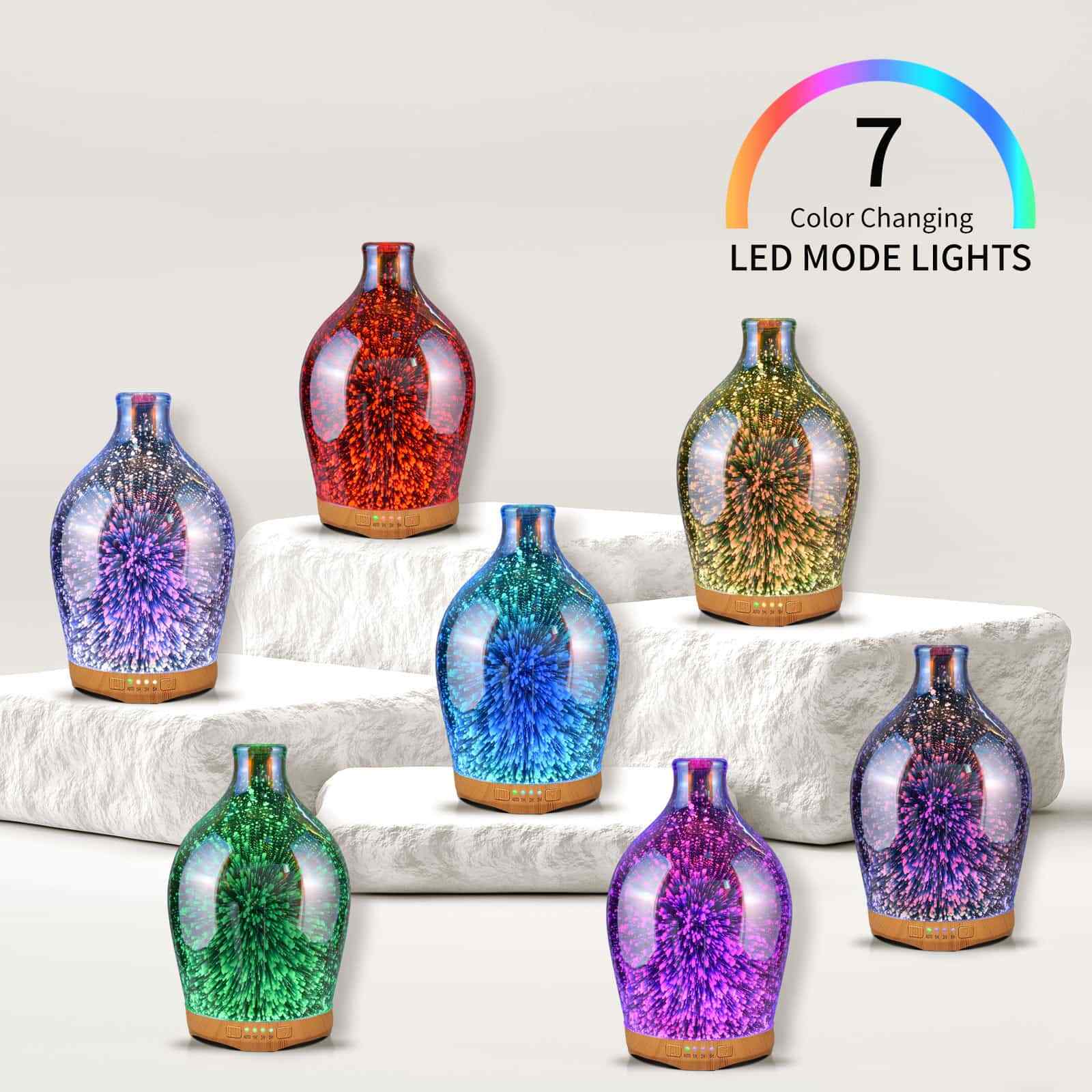280ml Essential Oil Diffuser Humidifier 3DGlass Aromatherapy Ultrasonic Handmade