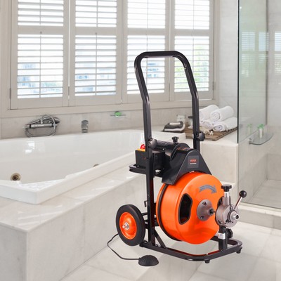 VEVOR 50FT 3/8" Drain Cleaner Machine Electric Drain Auger Snake Sewer Auto Feed